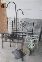 *Garden Shepard Hooks, Metal Bench, & décor: