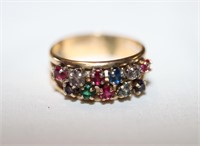 10 KP Gold Ring w/gems, Total Weight 4.93 Grams