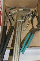 large lot of pliers/pipe wrench