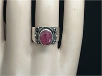 Natural Indian Ruby & Sterling Silver Ring