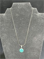 Sterling Silver & Genuine Turquoise Necklace