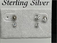 5 Sterling Silver Stud Earrings