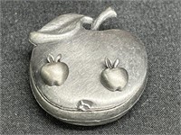 Pewter Apple Box Pin and Earrings