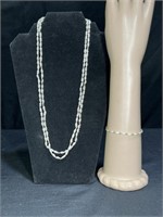 Fresh Water DBL Strand Pearl Necklace and Bracelet