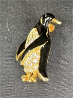 Vintage Giovanni Penguin Pin in Black Enamel