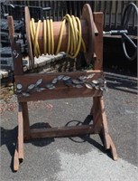 WOOD HOSE REEL STAND AND HOSE