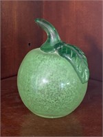 Joe Zimmerman Art Glass Green Apple Paperweight