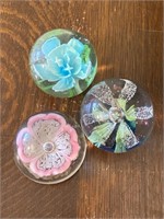 Three Art Glass Paperweights