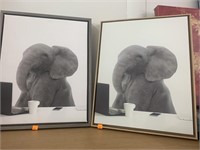2 Elephant framed art