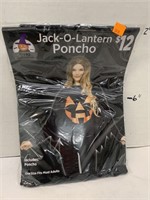 Jack-O-lantern Poncho, Adult Size