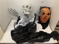 Halloween Mask and Skeleton Decor