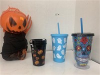 Halloween cups and decor