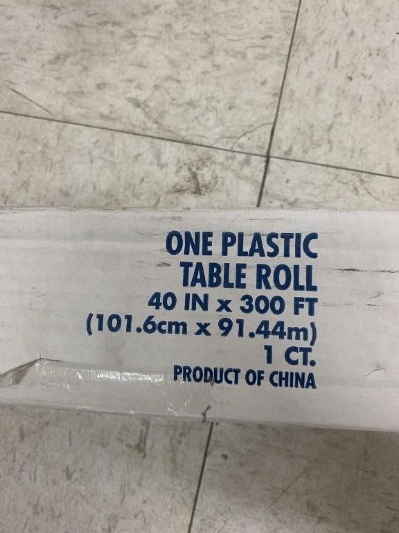 White plastic table cloth