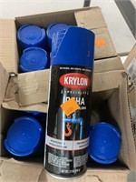 2 boxes mostly blue Krylon spray paint