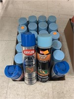 Box of blue spray paint