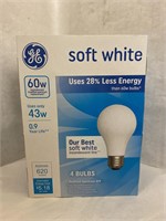 (48x bid)GE 4pk 60W Soft White Light Bulbs