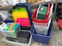 LOT OF 14 STORAGE BINS (LIDS MAY OR MAY NOT FIT)