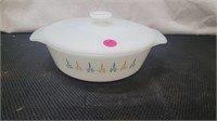 FIRE KING CANDLE GLOW BAKING DISH WITH LID