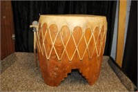 Handmade Log Drum, Cochiti Pueblo? 22"H X 24" Wide