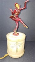 Art Deco Harlequin Pixie with Marble Lamp Base