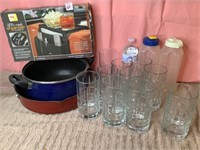 Assorted Kitchenware, Glasses & Armrest Organizer