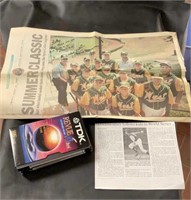 Vintage Little League tapes and signed newspaper