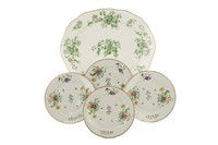 FOUR 19th C HAND PAINTED PLATES & LARGE PLATTER