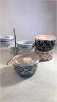 Ceramic Bowls w/ Lids & Dip Bowls