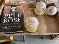 Pete Rose Book & Signed Baseball, Atlanta Braves