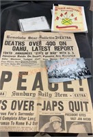 Vintage war, memorabilia, newspapers, and