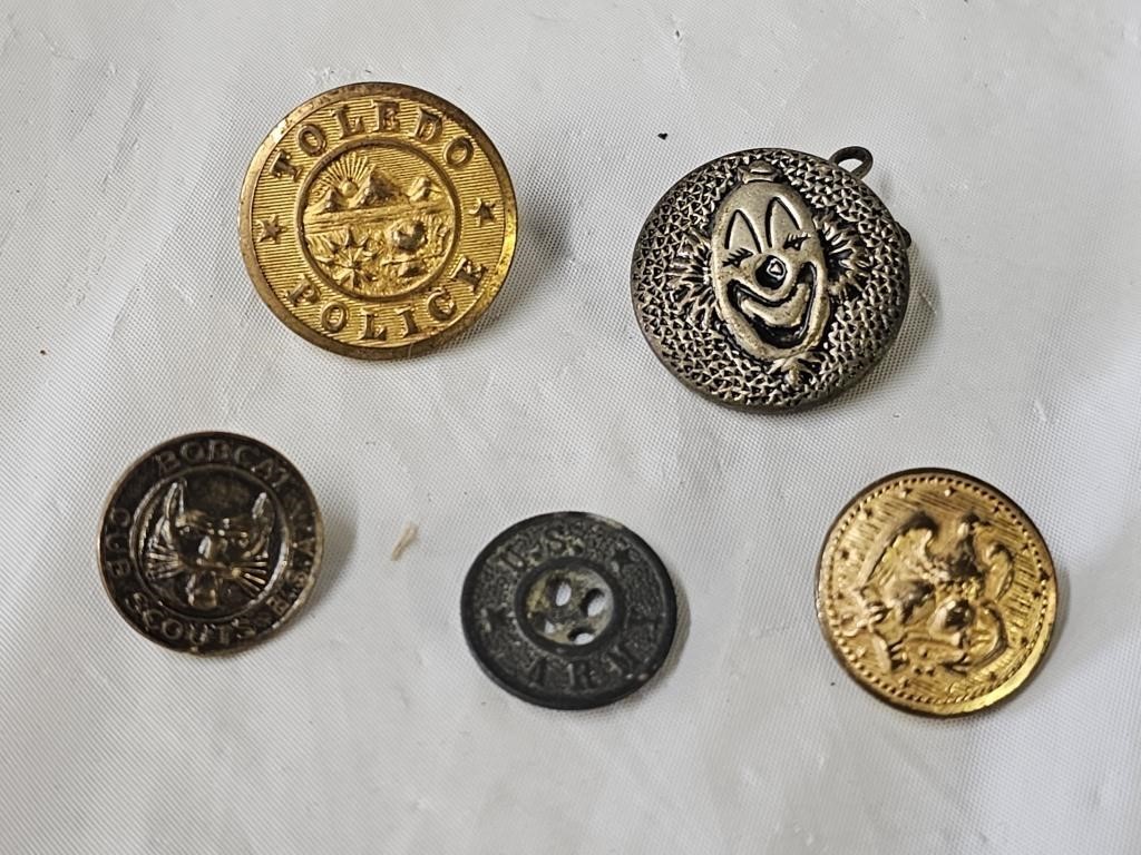 Vintage Police, Scouts and Other Buttons