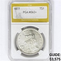1877 Silver Trade Dollar PGA MS63+