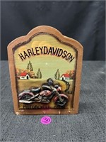 Harley Davidson Wood Napkin Holder 5\" x 7\"