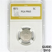 1873 Shield Nickel PGA PR65