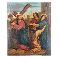 Jesus Meets the Women of Jerusalem Oil On Canvas