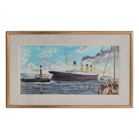 Artist Signed Oil On Canvas Of Titanic And Other