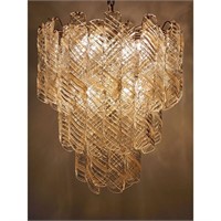 Vintage 1970's Hand Blown Murano Chandelier By Ma