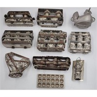 Large Lot Of  Vintage Chocolate Molds Of Animals,