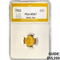 1922 Grant Rare Gold Dollar PGA MS67 Star