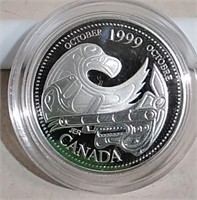 1999 Canada Sterling Silver 25 Cent Coin 92.5%