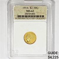 1914 $2.50 Gold Quarter Eagle NCG MS63