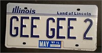 Illinois Personalized License Plate