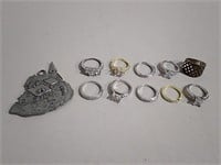 Lot Of Rings & Pewter Pc
