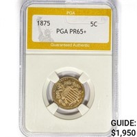 1875 Shield Nickel PGA PR65+