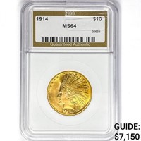 1914 $10 Gold Eagle NGS MS64