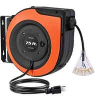NEW $144 75Ft Retractable Extension Cord Reel