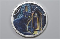5 ozt Silver .999 Colorized Black Cat Round