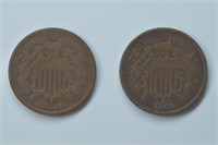 1868 and 1869 Two Cent's