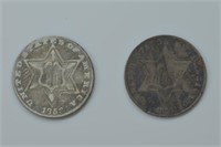 1858 and 1859 Three Cent Silver's