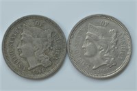 1866 and 1867 Three Cent Nickel's